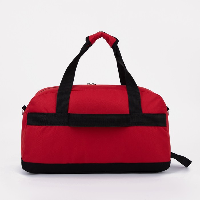 фото Сумка спортивная на молнии, наружный карман, держатель для чемодана, цвет красный