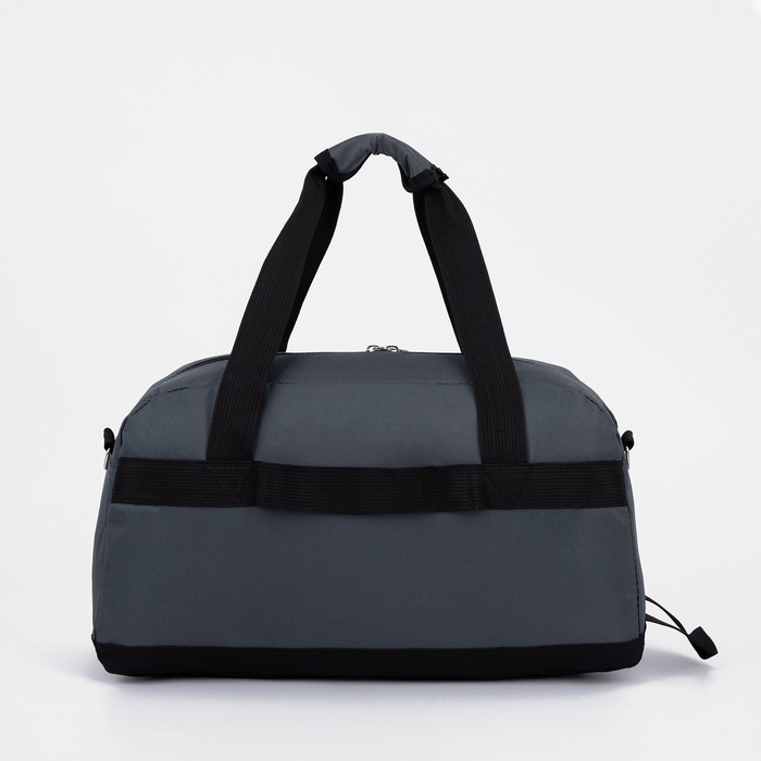 фото Сумка спортивная на молнии, наружный карман, держатель для чемодана, цвет серый