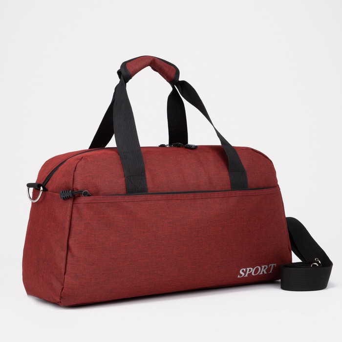 фото Сумка спортивная на молнии, 3 наружных кармана, цвет бордовый