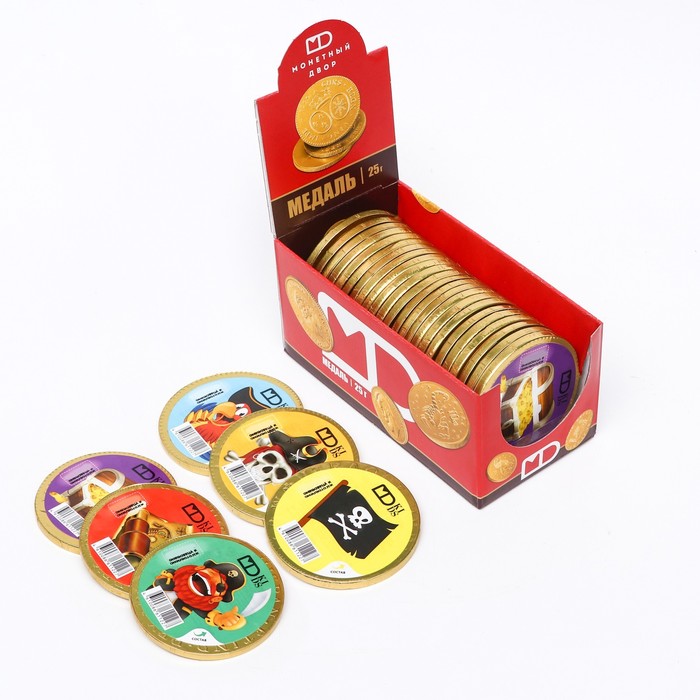 фото Медали шоколадные "золото пиратов", 25 г монетный двор