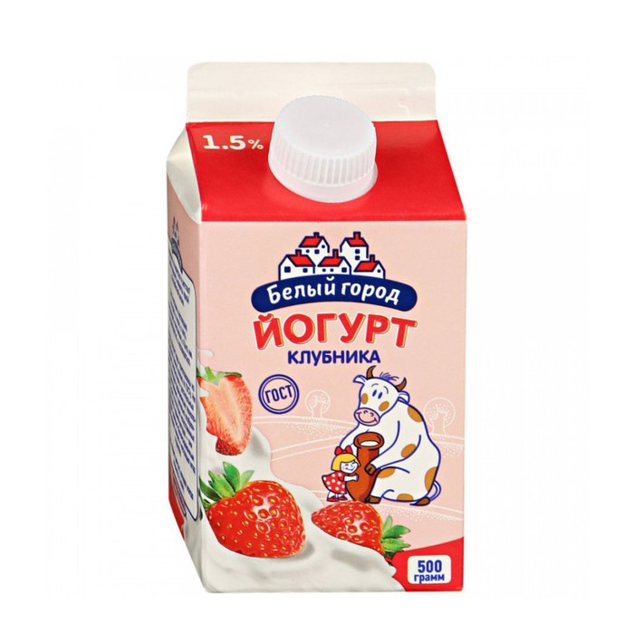 

Йогурт Белый Город питьевой клубника 1,5% 0,5л