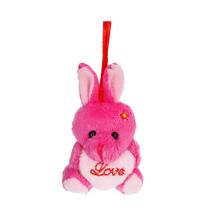 Мягкая игрушка- присоска "Заяц с сердцем" на голове цветок. цвета МИКС