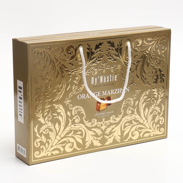 

Конфеты ДИНАСТИЯ " ORANGE MARZIPAN" темн.шок. с марципаном 180/5 ЖЕЛТАЯ+ЗОЛОТО