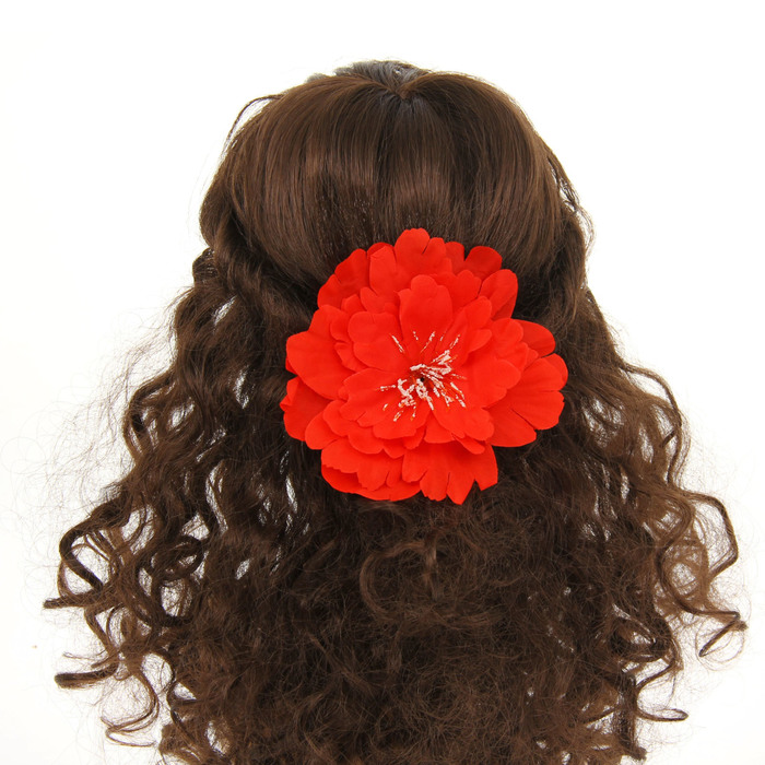 Гавайский зажим "Хризантема", цвет красный