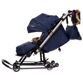 

Санки-коляска Joy every day, цвет синий, с котятами
