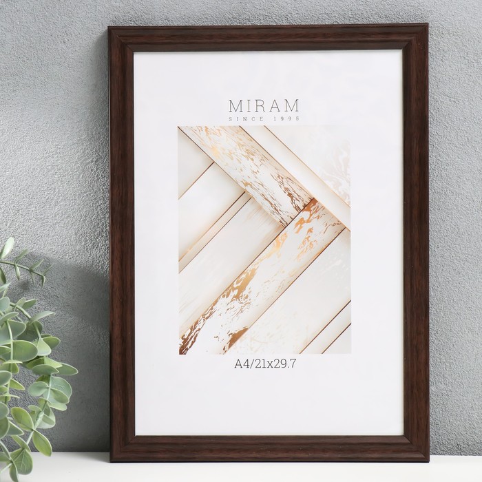 

Фоторамка пластик "МИРАМ" 21х29,7 см, (A4) коричневый (пластиковый экран)