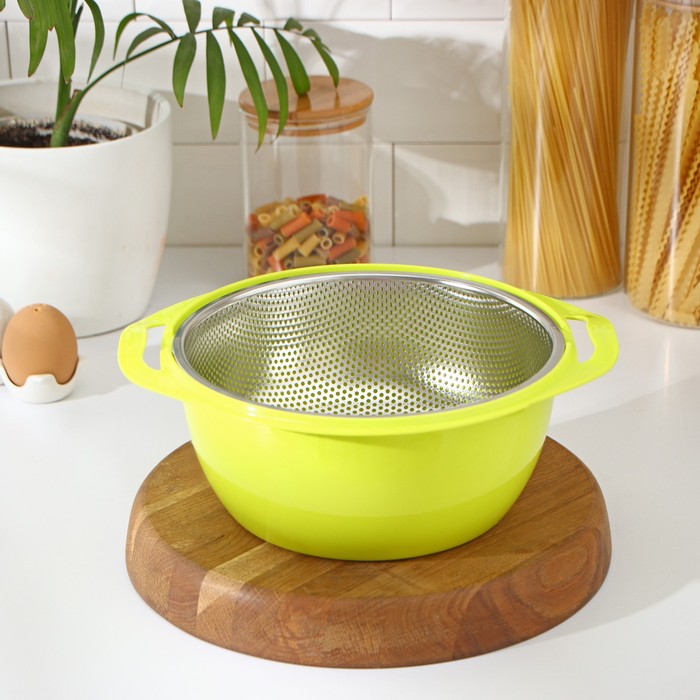 

Дуршлаг из нержавеющей стали с миской «Радуга», d=22,5 см