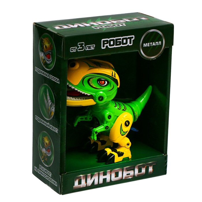 Робот «Динобот», реагирует на прикосновение, световые и звуковые эффекты, цвет зелёный