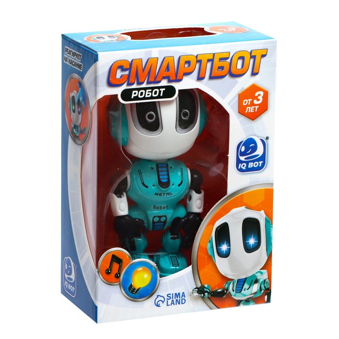 Робот «Смартбот», реагирует на прикосновение, световые и звуковые эффекты, цвет голубой