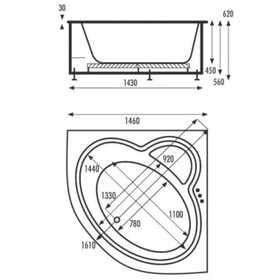 

Ванна акриловая VAGNERPLAST CATALINA VPBA146CTL3X-04, 146 х 146 см, без каркаса