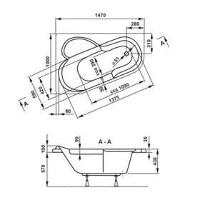 

Ванна акриловая VAGNERPLAST SELENA VРBA141SEL3РE-04, 147 х 100 см, без каркаса, правая