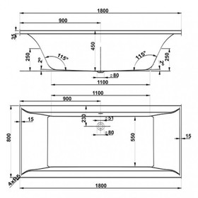 

Ванна акриловая VAGNERPLAST VERONELA VPBA180VEA2X-04, 180 х 80 см, без каркаса