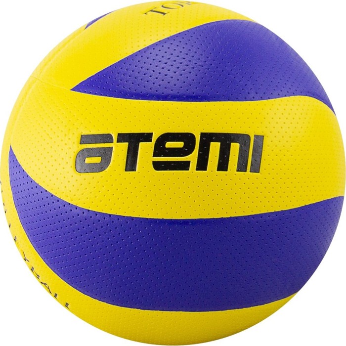 фото Мяч волейбольный atemi tornado, синтетическая кожа pvc, жёлто-синий, 8 панелей, клееный, окружность 65-67 см