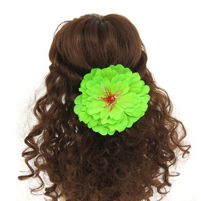 Гавайский зажим "Пион, цвет зеленый