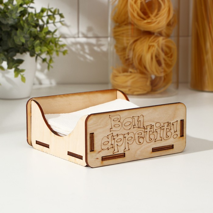фото Салфетница деревянная деревянная adelica bon appetit, 13×13×6 см, берёза