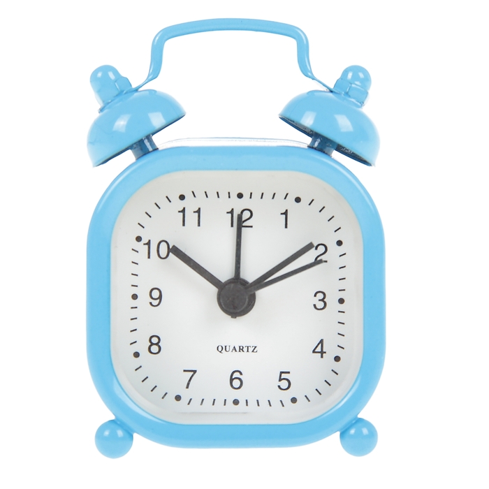 Будильник мини "Квадрат", цвет голубой