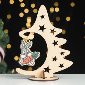 

Сувенир "Кролик. Ёлка со звездами", дерево, 15х12 см