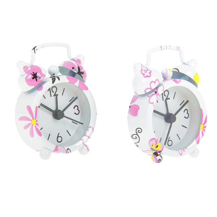 Будильник мини "Бабочка, цветы", цвета МИКС