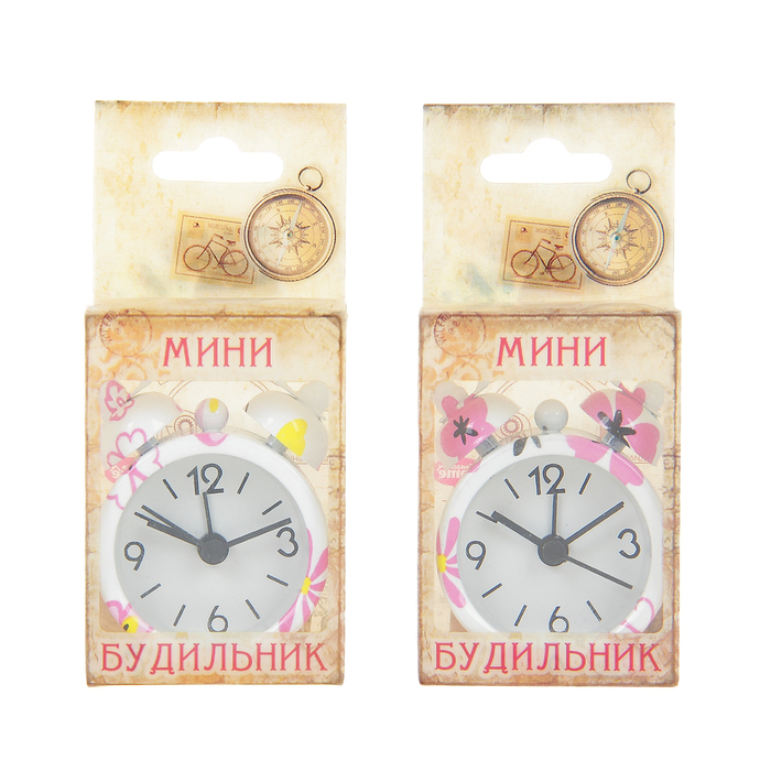 Будильник мини "Бабочка, цветы", цвета МИКС