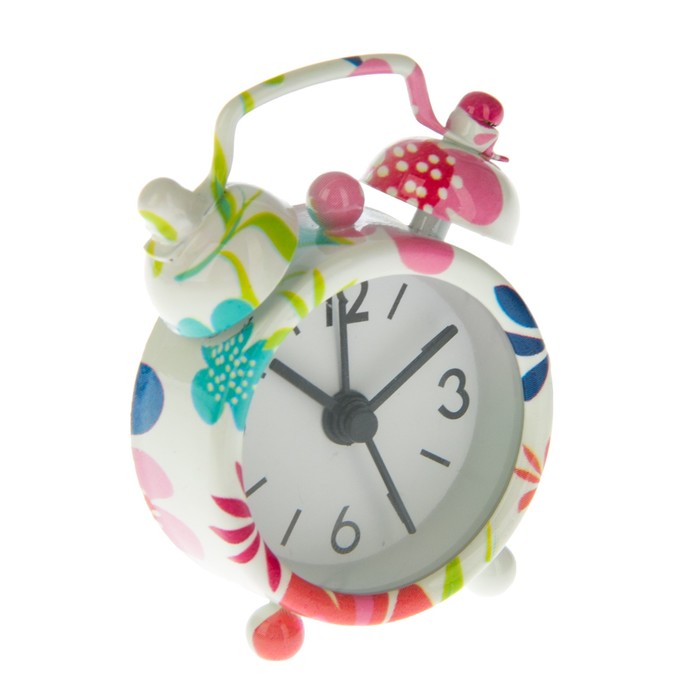 Будильник мини "Бабочка, цветы", цвета МИКС