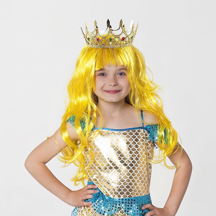 Карнавальный набор «Принцесса золотая», парик, корона золотая корона на ободке 12347
