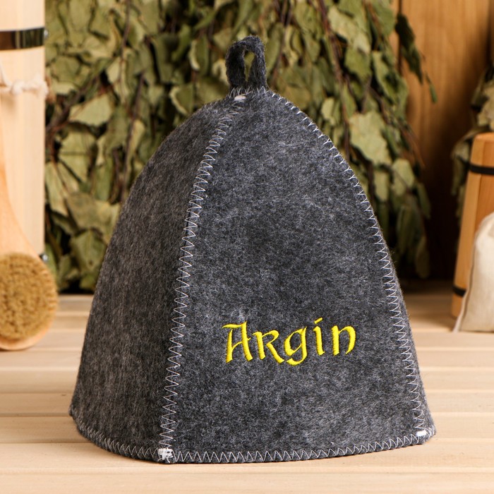 

Шапка для бани с вышивкой "Argin" серая
