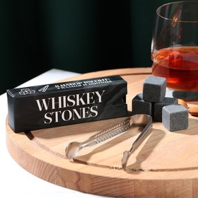 Набор Whiskey stones, камни для виски 4 шт, щипцы Ош