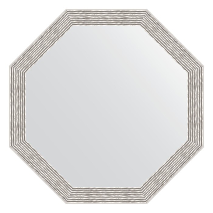 Зеркало в багетной раме, волна алюминий 46 мм, 53x53 см