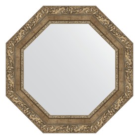Зеркало в багетной раме, виньетка античная латунь 85 мм, 60x60 см