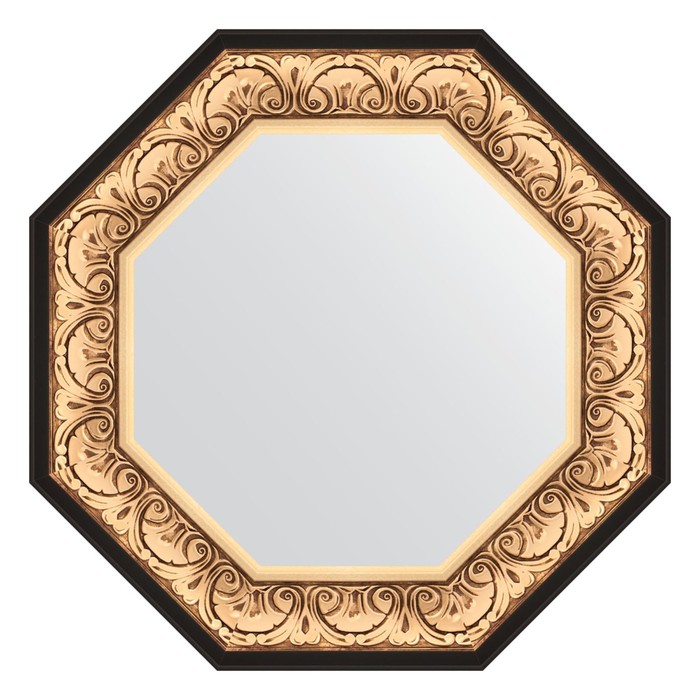 Зеркало в багетной раме, барокко золото 106 мм, 65x65 см