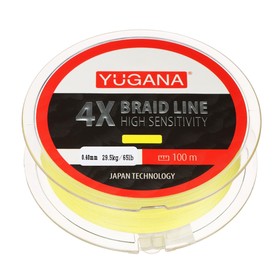 Леска плетеная YUGANA X4 PE Yellow, 0.4 mm, 100 m