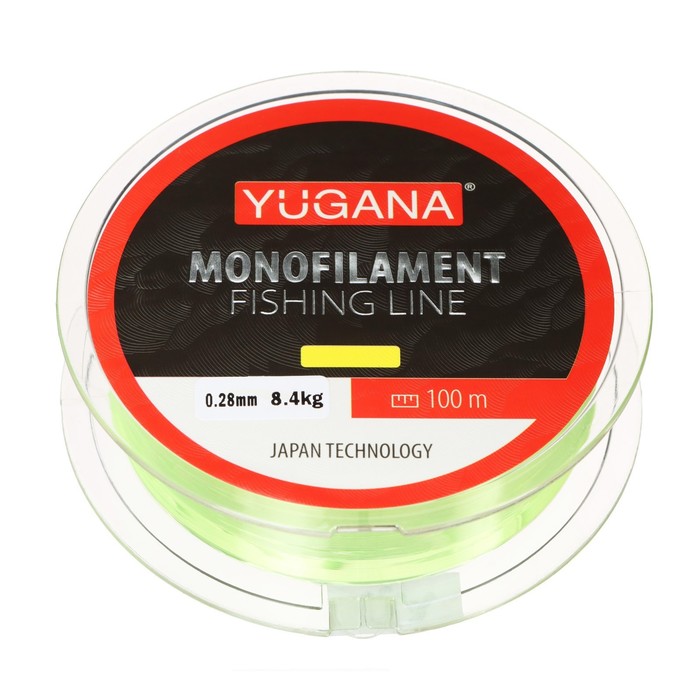 Леска монофильная YUGANA, диаметр 0.28 мм, тест 8.4 кг, 100 м, жёлтая