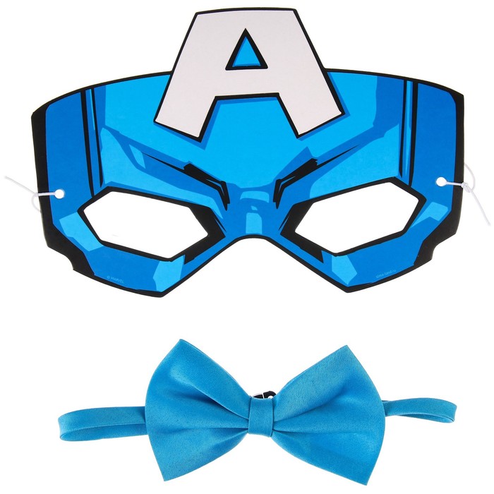 Набор карнавальный маска и бабочка Капитан Америка, Мстители маска карнавальная капитан америка мстители