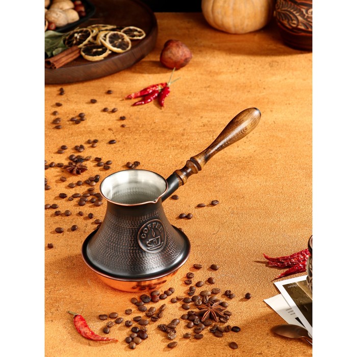 Турка для кофе Армянская джезва, с песком, медная, высокая, 690 мл турка для кофе армянская джезва с песком медная 420 мл