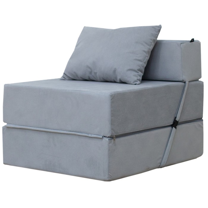 Бескаркасное кресло-кровать «Эссен», велюр, цвет серый