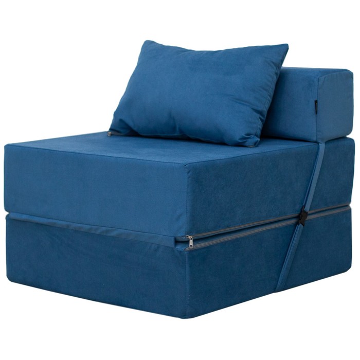 Бескаркасное кресло-кровать «Эссен», велюр, цвет синий
