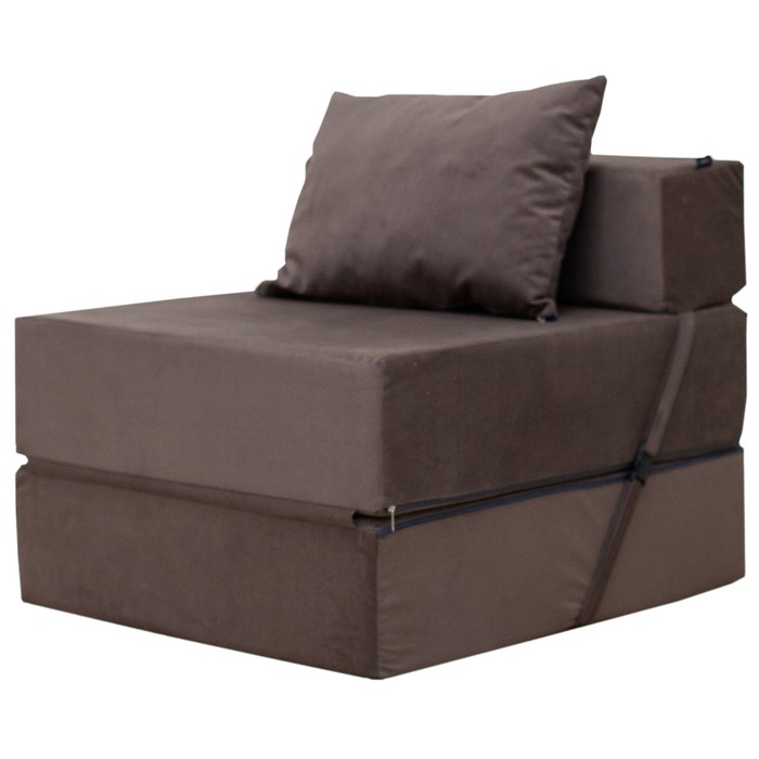 Бескаркасное кресло-кровать «Эссен», велюр, цвет коричневый