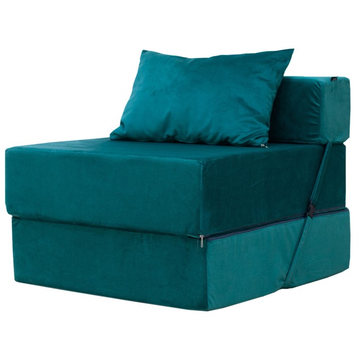 Бескаркасное кресло-кровать «Эссен», велюр, цвет зелёный