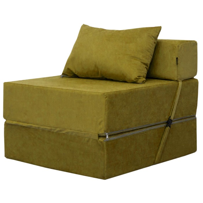 Бескаркасное кресло-кровать «Эссен», велюр, цвет горчичный
