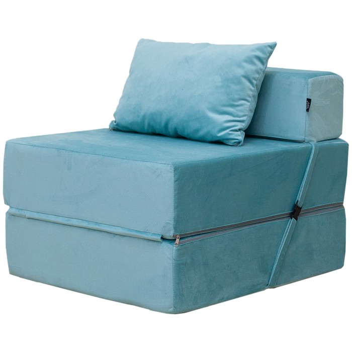 Бескаркасное кресло-кровать «Эссен», велюр, цвет мятный