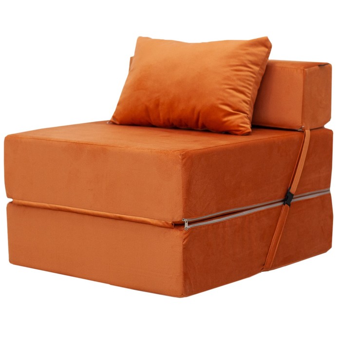 Бескаркасное кресло-кровать «Эссен», ткань велюр, цвет оранжевый бескаркасное кресло кровать прайм размер 75x100x75 см велюр газета