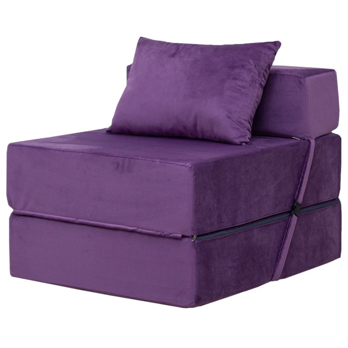 Бескаркасное кресло-кровать «Эссен», ткань велюр, цвет фиолетовый фотографии