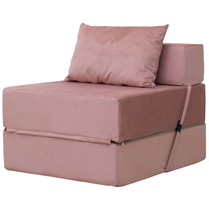 Бескаркасное кресло-кровать «Эссен», велюр, цвет розовый