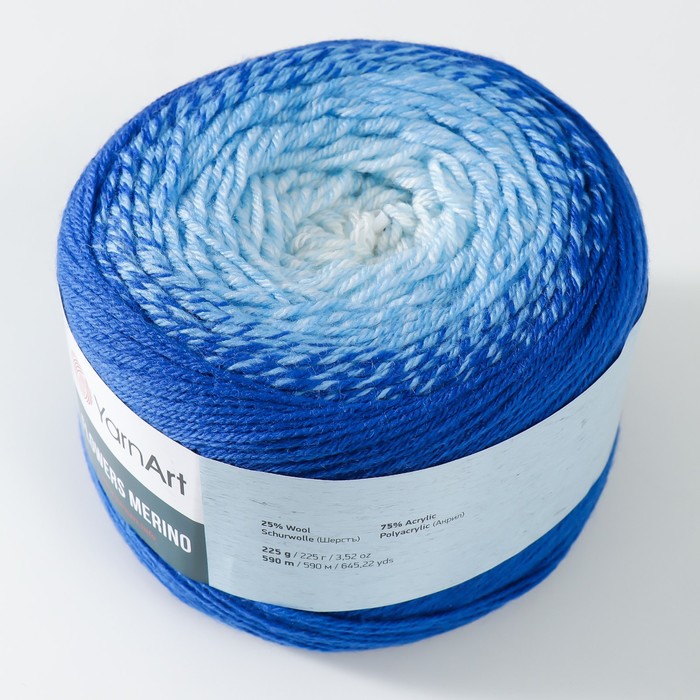 

Пряжа "Flowers Merino" 75% акрил, 25% шерсть 590м/225г (543 голубой-василек)
