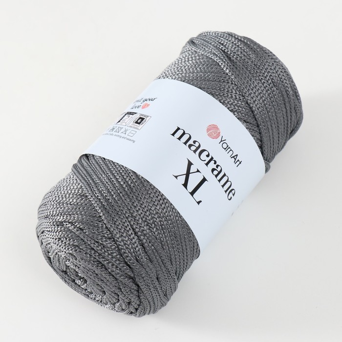 

Пряжа "Macrame XL" 100% полиэстер 130м/250г (159 тёмный серый)