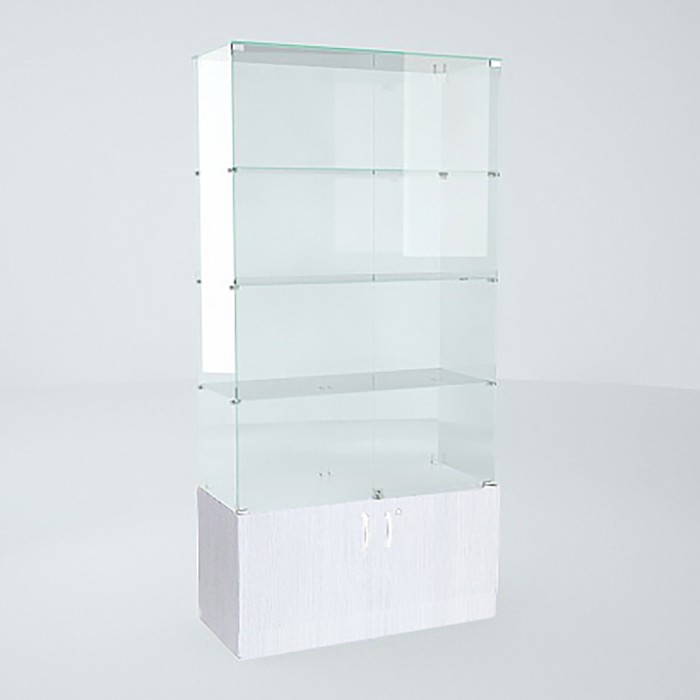 Витрина В 102 ВД, 1020×450×2050, ЛДСП, стекло, цвет белый витрина в 104 н 1020 450 1900 лдсп стекло цвет венге