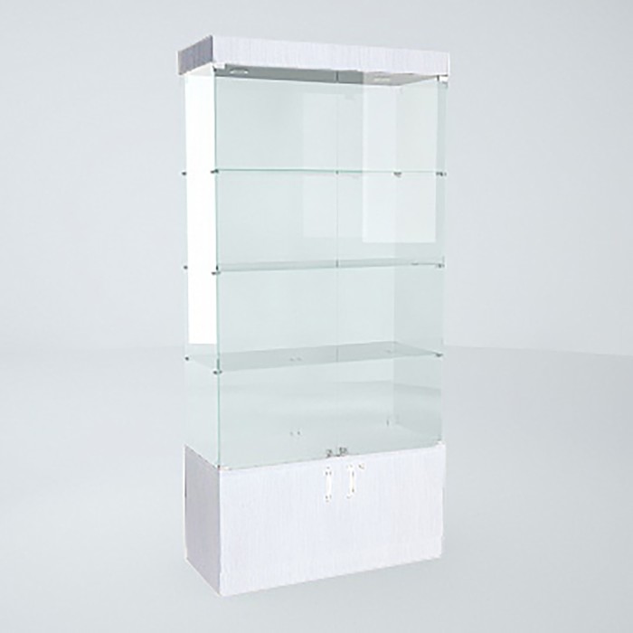 Витрина В 104 ВД, 1020×450×2150, ЛДСП, стекло, цвет белый витрина в 104 н 1020 450 1900 лдсп стекло цвет венге