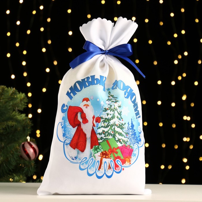 Мешок новогодний Дед Мороз, габардин, 30х50 см фонарь декоративный sinowish новогодний дед мороз с елкой 17 см