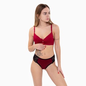 

Трусы женские стринги, цвет бордовый/чёрный, размер 50