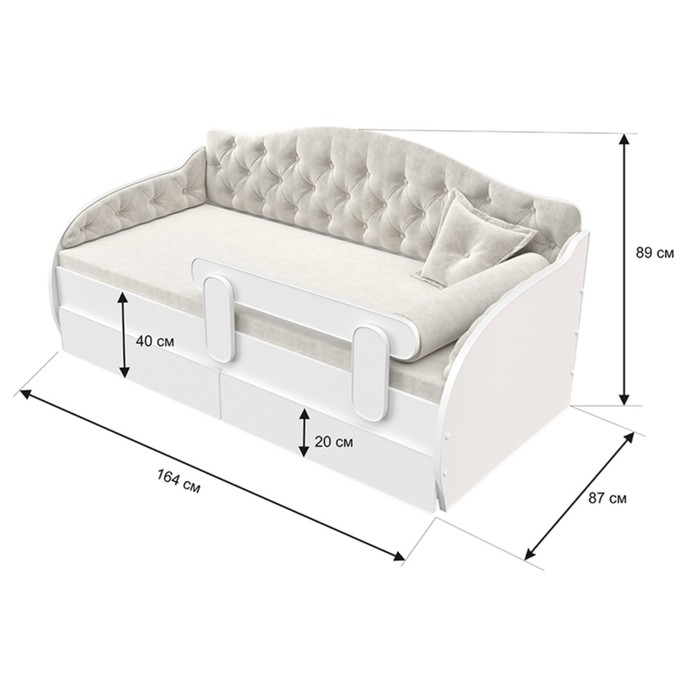 Кровать-тахта «КарлСон24» «ВЭЛЛИ», 87х165х89 см, белая